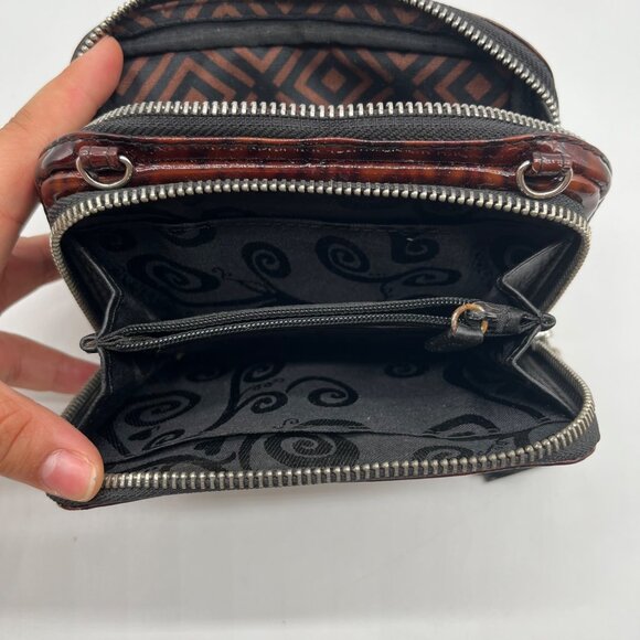 Brighton Brown Wild Tiger Patent Leather Brazos Crossbody - Picture 11 of 12